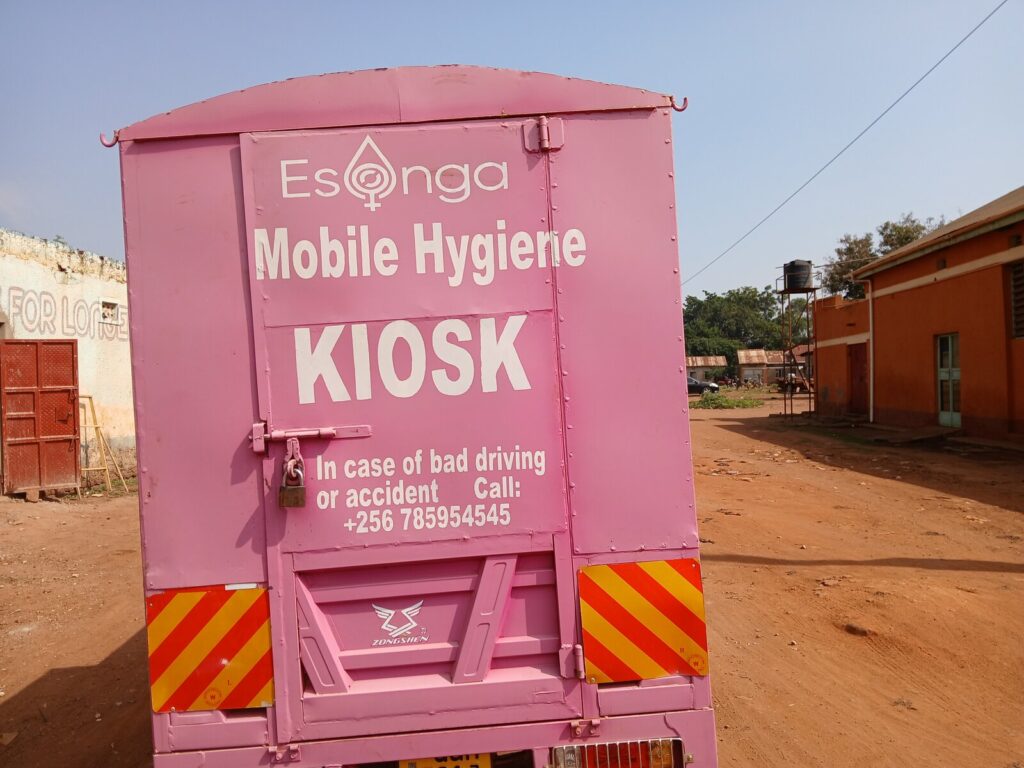 The pink Esonga Mobile Kiosk tuk-tuk